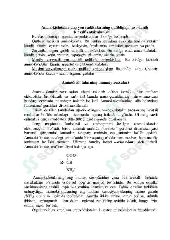 Aminokislotalarning tuzilishi  va xossalari. Oqsillarni tuzilish darajalari 7