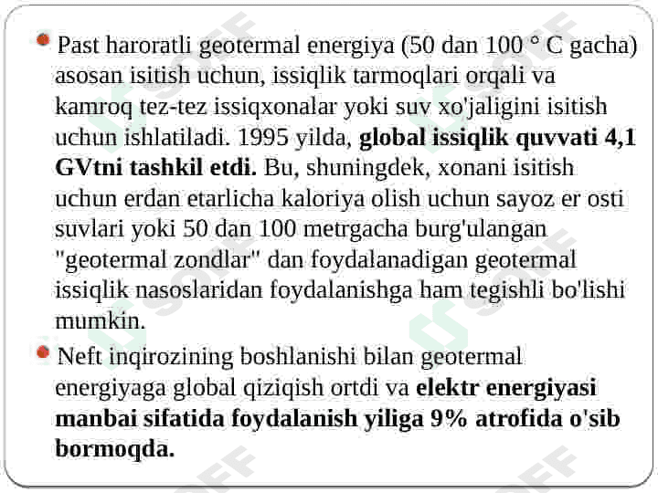 Geotermal energiyadan foydalanish 7