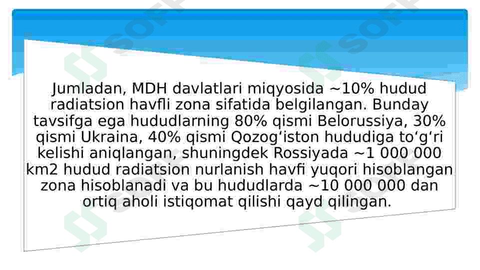 Dunyodagi texnogen falokatlarning kelib chiqishida radiatsiyaning oʼrni 7
