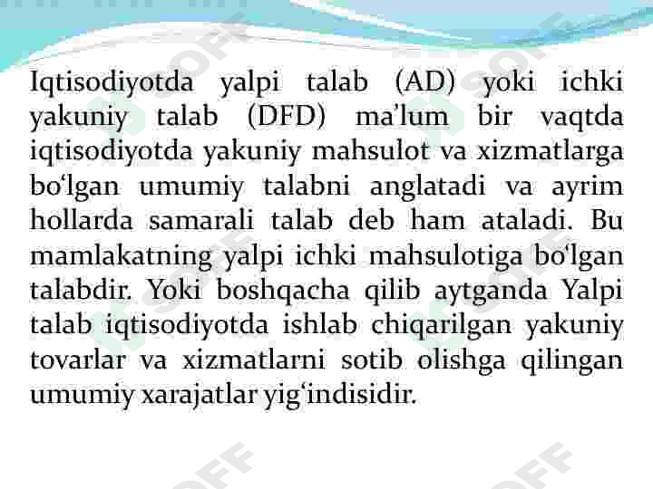 MAKROIQTISODIYOT FANIDAN TAQDIMOT Yalpi talab va Yalpi taklif 7