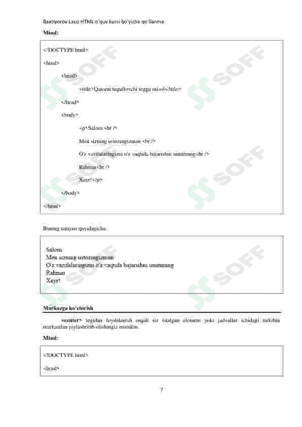 Html darsi uchun umumiy qo'llanma(mukammal) 7