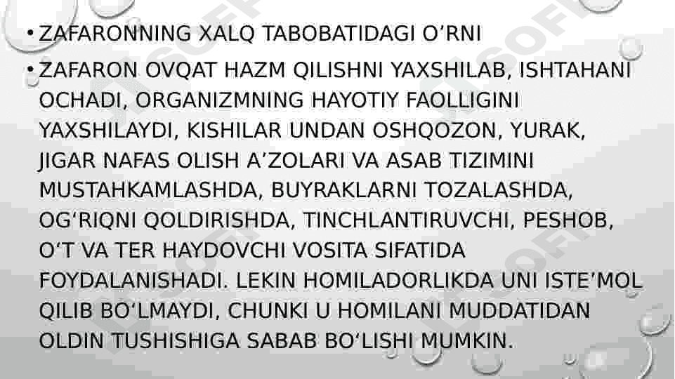 Zafaron oʻsimlik haqida 7