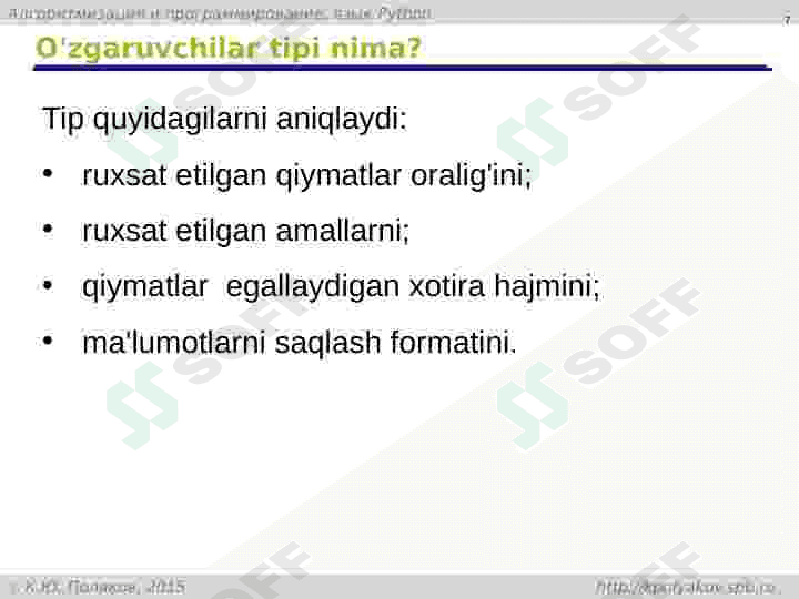 Python dasturlash tiliga kirish. 7