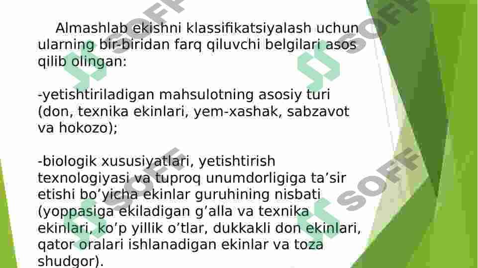 Organik dehqonchilikda almashlab ekishni loyihalashtirish 7