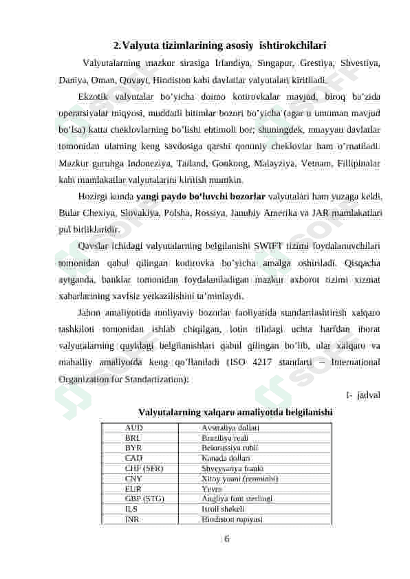 Xalqaro valyuta tizimlari va ularning o'zgarishlari 7