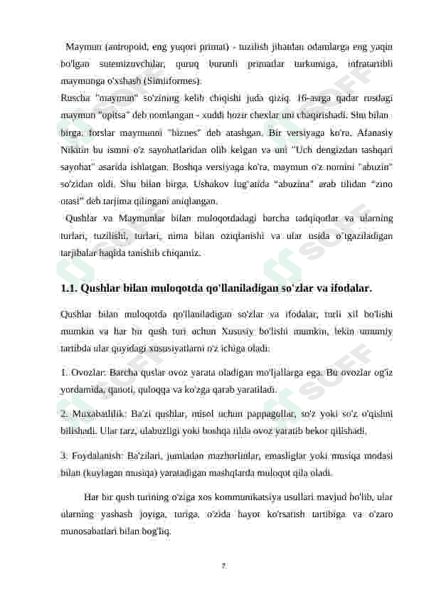 Qushlar va maymunlar bilan muloqot 7