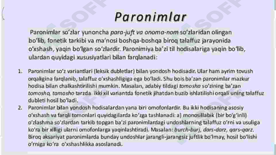 Oʻzbek tilining leksik qatlamlari. 7
