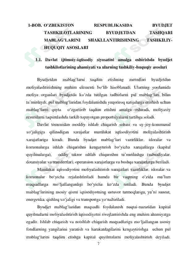 BYUDJET TASHKILOTLARINING BYUDJETDAN TASHQARI MABLAG'LARINI SHAKLLANTIRISH MASALALARI 7