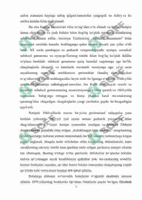 Bolalarga nisbatan zo’ravonlik tushunchasi, shakllari. 7
