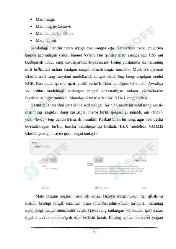CSS da matn stillari. Grafikaning stil xossalari. CSS navigatsiyasi 7