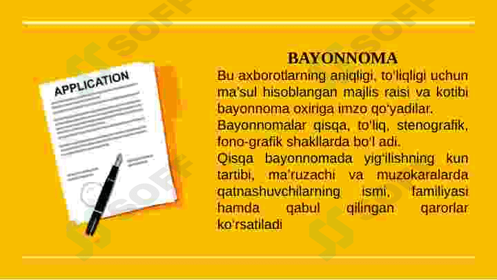 Ariza. Bayonnoma. Bildirishnoma. Tavsiyanoma 7