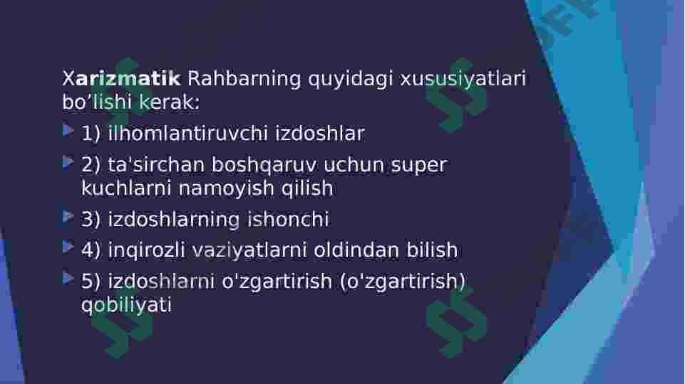 Xarizmatik yetakchilik 7