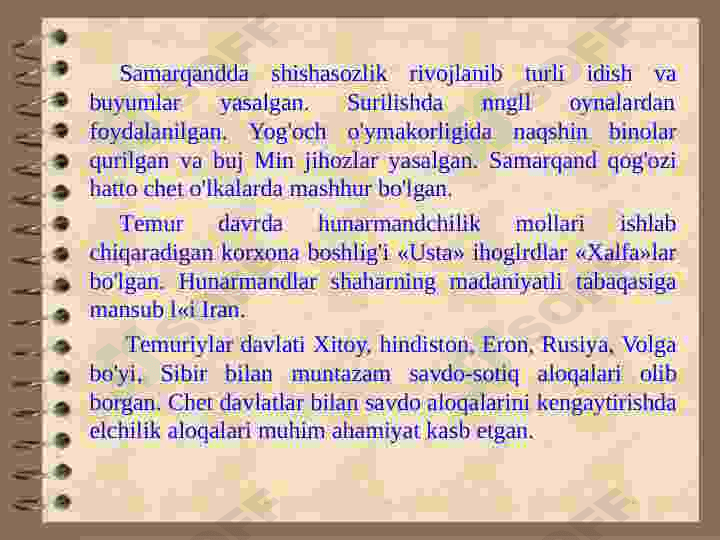 AMIR TEMUR VA TEMURIYLAR HUKMRONLIGI DAVRIDA MOVAROUNNAHRDA MA’NAVIY MADANIYAT (XIV ASRNING IKKINCHIYARMI - XV ASR) 7