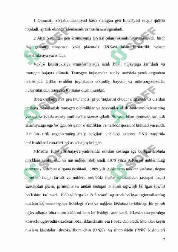 Gen injineryasining asosiy vazifalari 7