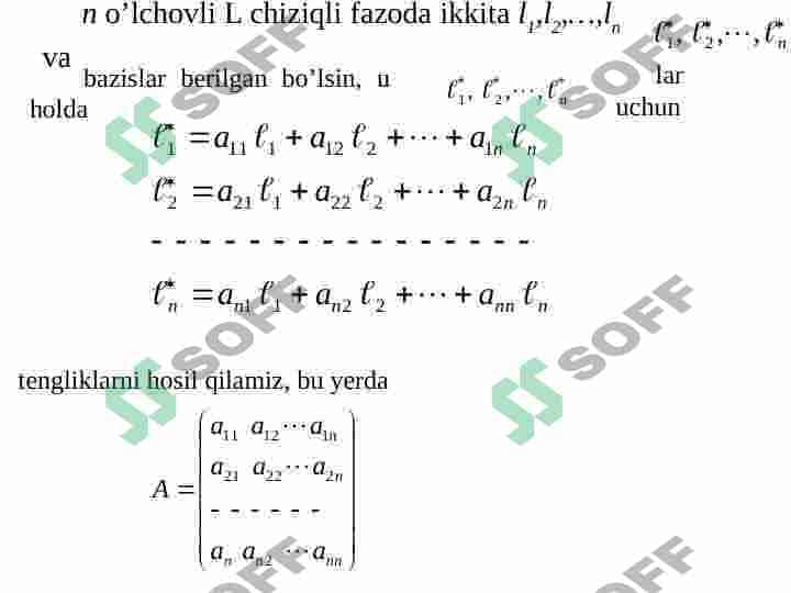 Vektor (chiziqli) fazolar. Chiziqli operatorlar. Chiziqli operatorlarning xos qiymat va xos vektorlari. Xalqaro savdo modeli. 7