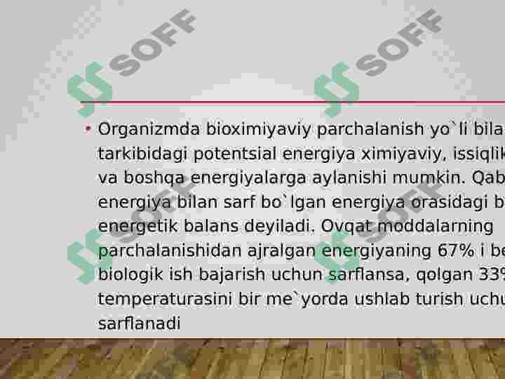 Energetik metabolizm. Biologik oksidlanish yoki bakteriyalarning nafas olishi 7