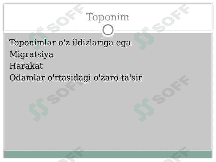 Toponimika. Maxsus tarix fanlari 8