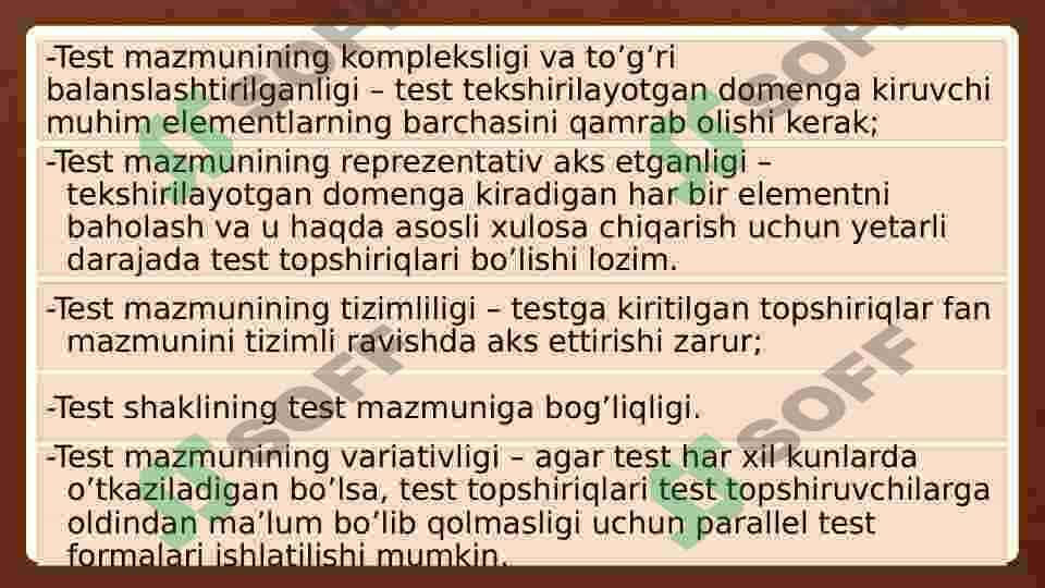 Testning sifati validlik 8