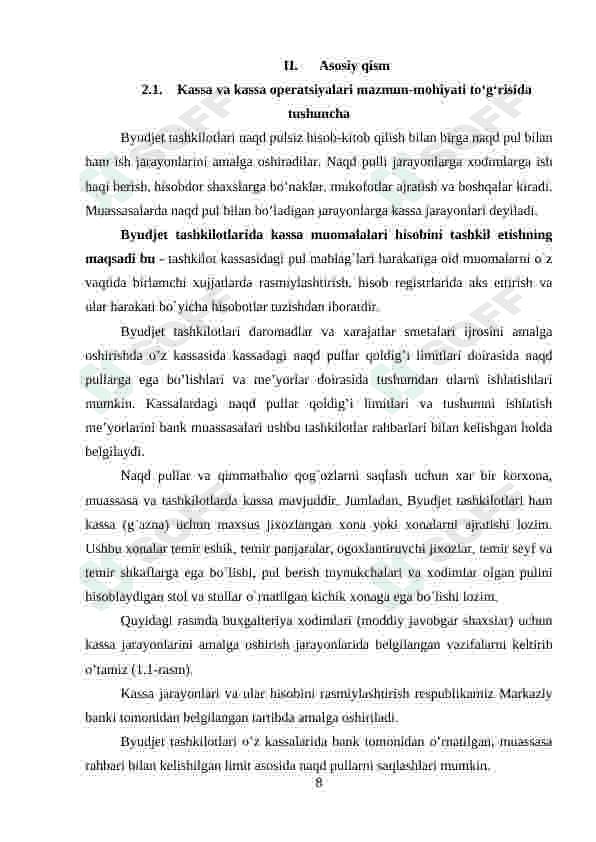 BYUDJET TASHKILOTLARIDA KASSA VA KASSA OPERATSIYALARI 8