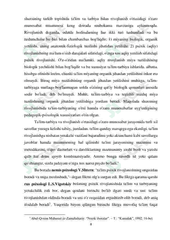 TARBIYA JARAYONIDA JAMOA VA SHAXS O'RTASIDAGI QARAMA-QARSHILIKLARNI BARTARAF QILISH 8