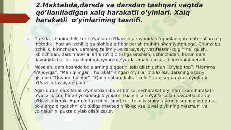 Milliy va harakatli o'yinlar. 8