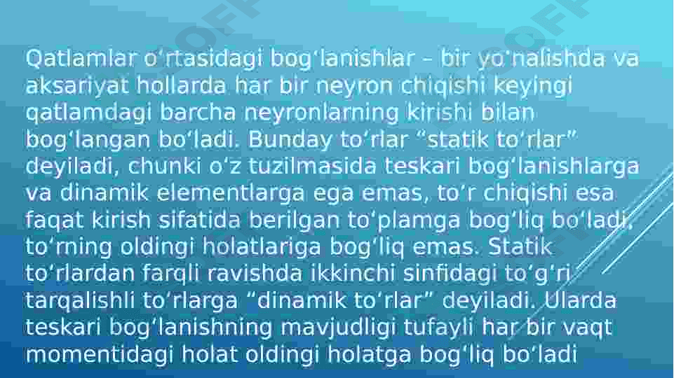 Sunʼiy neyron toʻrlari 8