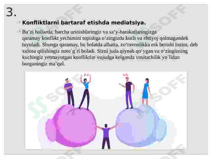 O’zaro kelishuvgaa asoslangan birgalikdagi faoliyat pedagogik konflktlarni bartaraf etish omili sifatida. 8