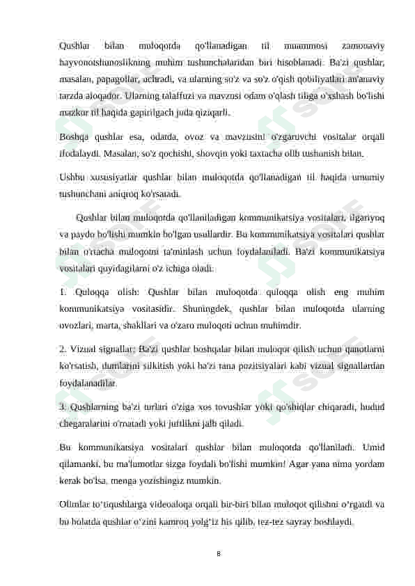 Qushlar va maymunlar bilan muloqot 8