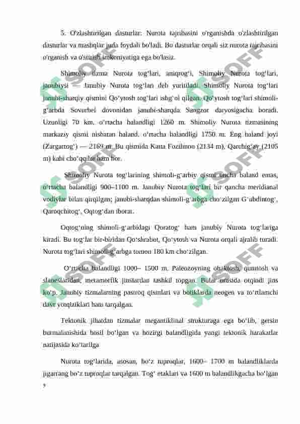 NUROTA YER OSTI SUV KONINING GIDRODINAMIK VA GIDROKIMYOVIY REJIMI SHAKLLANISHI 8