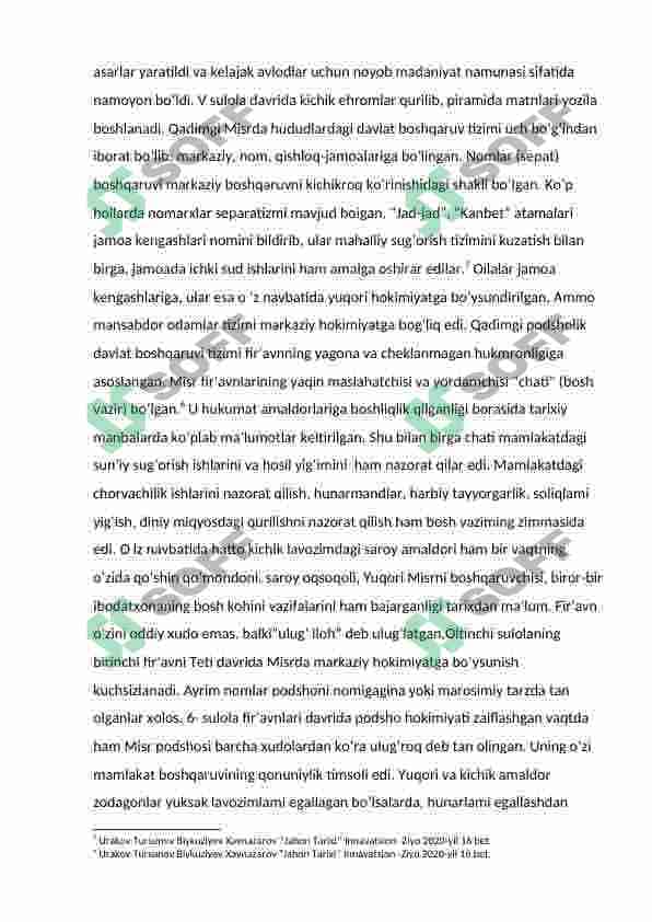 Misr qadimgi va oʻrta podsholik davrida 8