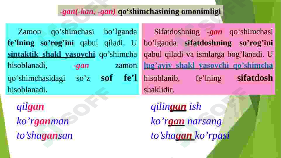 Fe’llarning munosabat shakllari haqida umumiy tushuncha va qo’llanmalar. 8