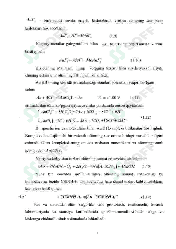 Oltin ajratib olishda sianlash usulidan foydalanish 8