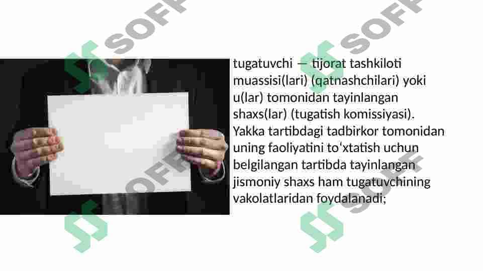 Tadbirkorlik faoliyatining tugatilishi 8