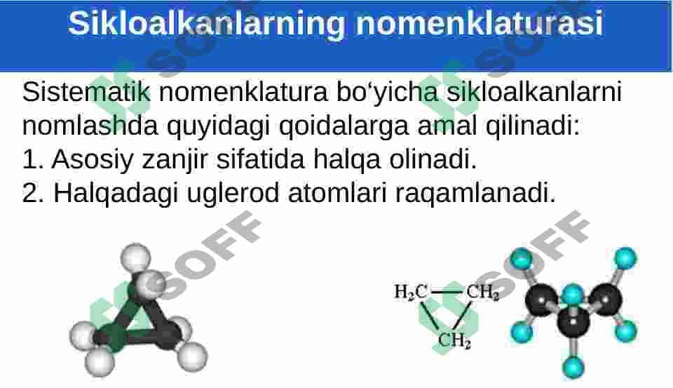 Sikloalkanlar nomenklaturasi izomeriyasi olinishi va xossalari 8