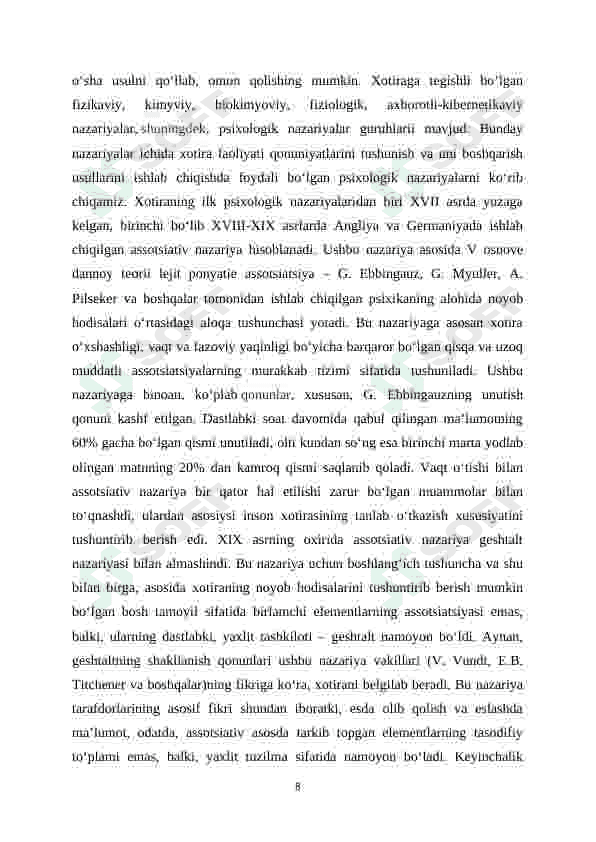 Xotira turlari 8