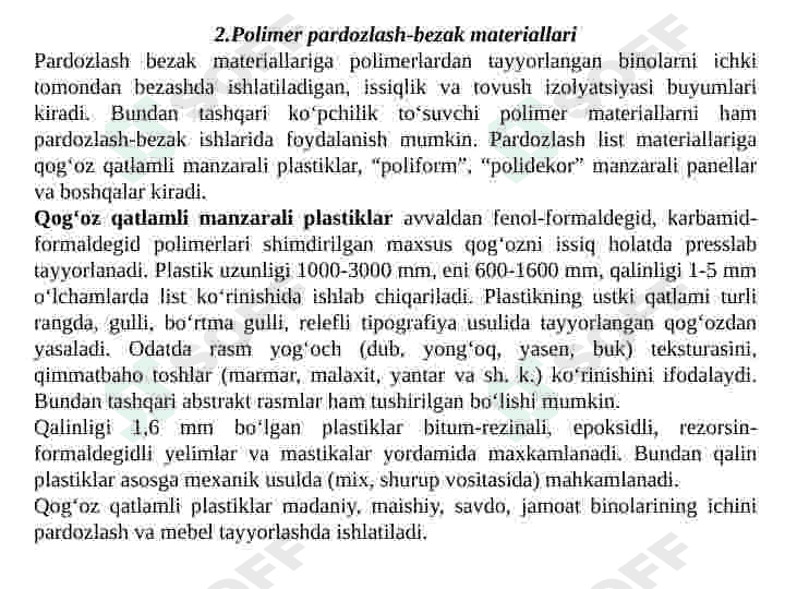 Polimer buyumlarning turlari 8
