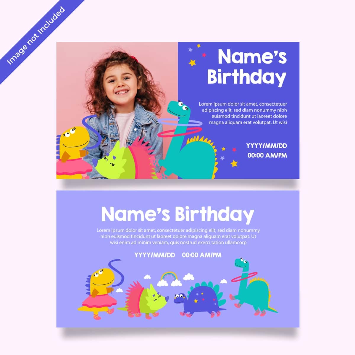 Malika dinozavrning tug'ilgan kuni bilan tabriklash kartasi | Princess dinosaur happy birthday card 1