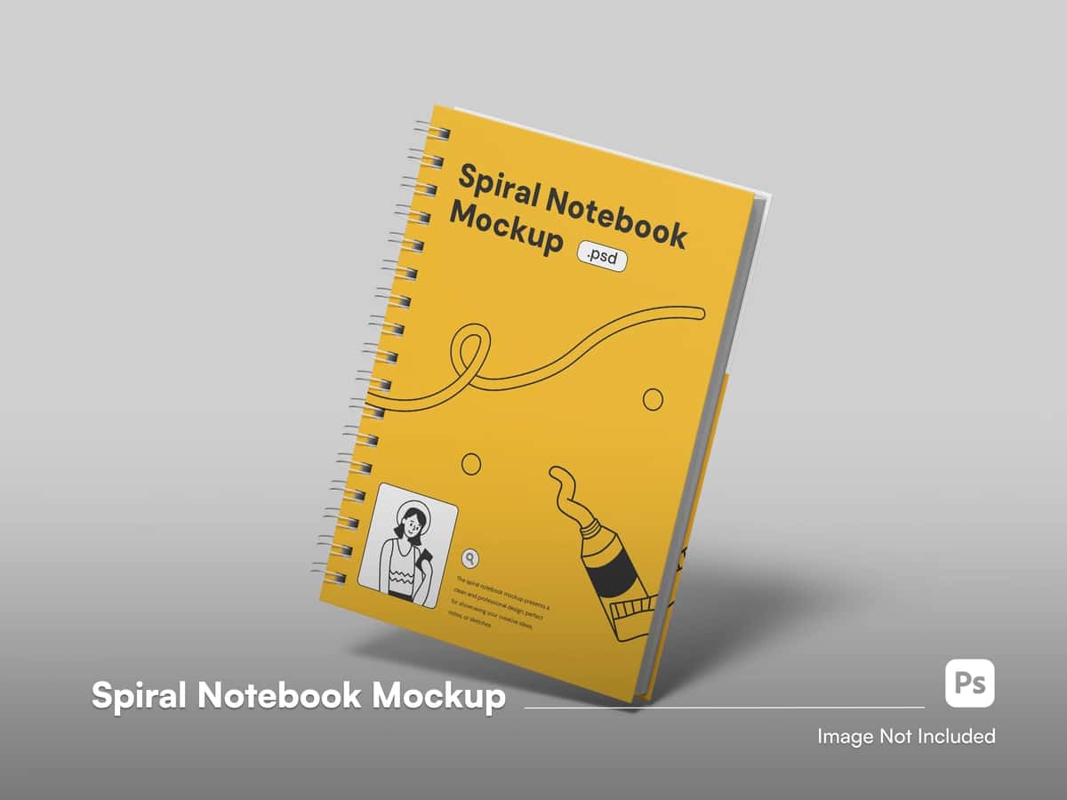 Oldingi ko'rinishdagi daftar qopqog'i 3D izolyatsiya qilingan maket | Front view notebook cover 3d isolated mockup 1