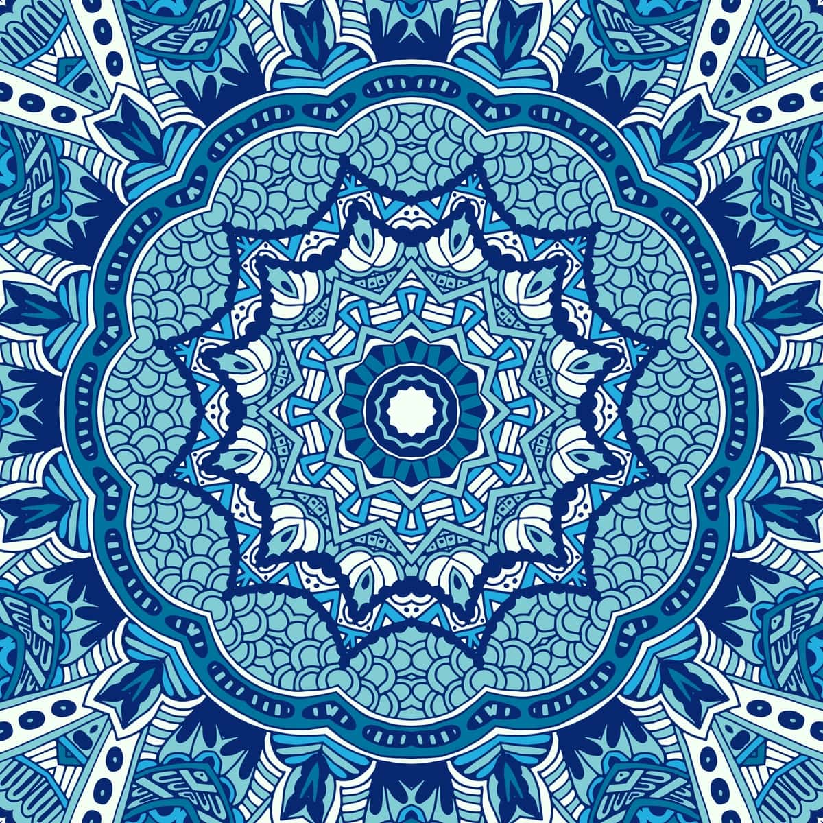 Choksiz bezakli naqshli dumaloq bezaklar ko'k qish fonida | Seamless ornametal pattern circular ornamentsblue winter background 1