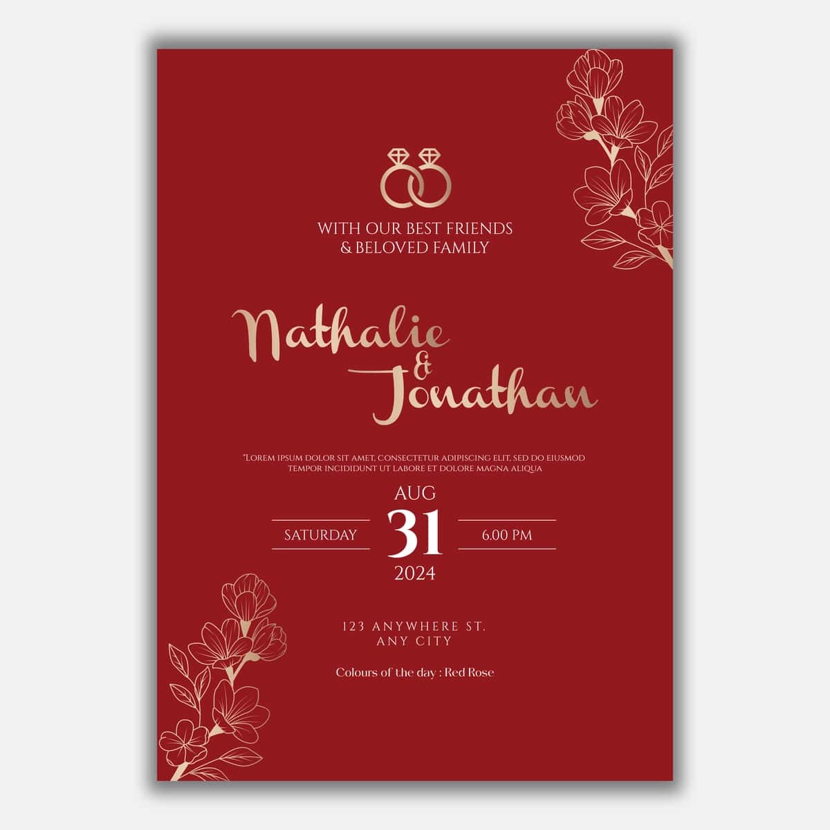 Qizil oltin to'y taklifnomasi | Red gold wedding invitation 1