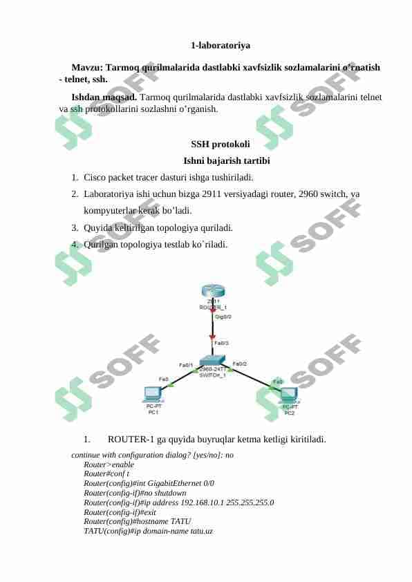 Tarmoqdan 1-2-3 laboratoriya ishlari 1