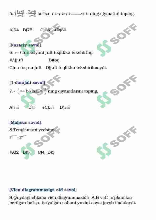 Matematika DTM BMB 30 talik test 2