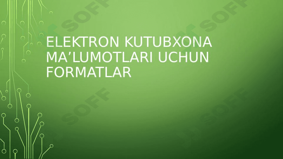 Elektron kutubxona ma’lumotlari uchun formatlar 1