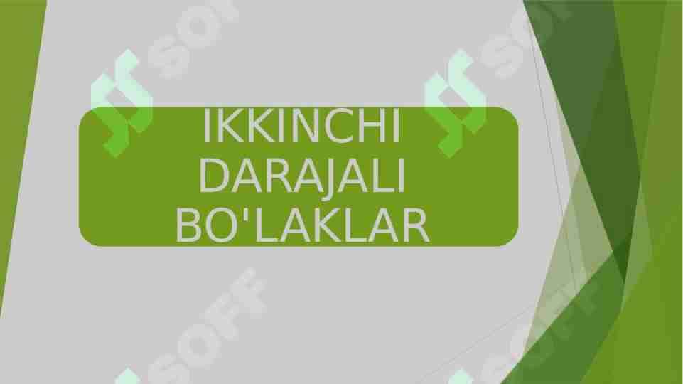IKKINCHI DARAJALI BO'LAKLAR 1