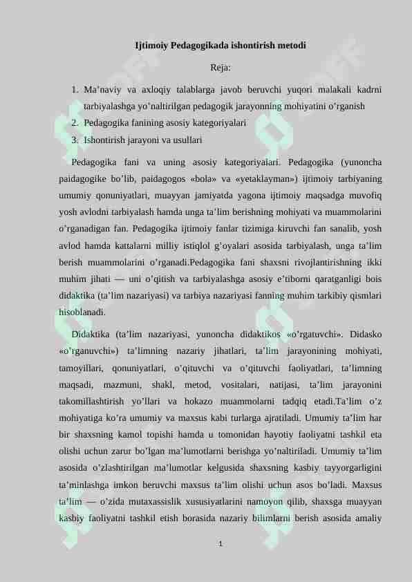 Ijtimoiy Pedagogikada ishontirish metodi 1