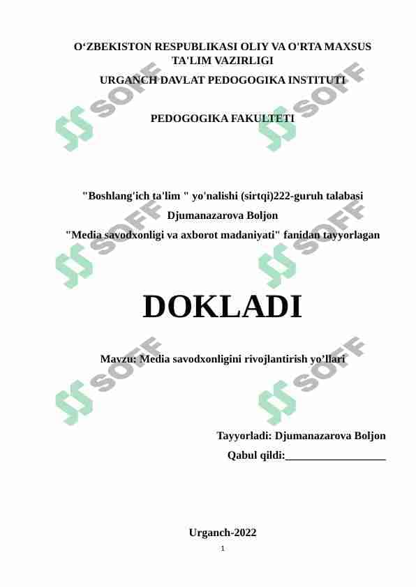 Media savodxonligini rivojlantirish yo’llari
