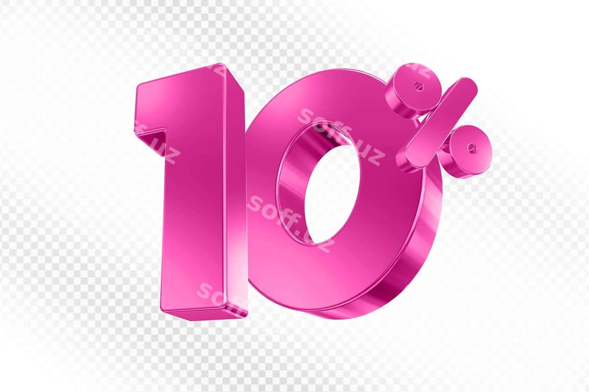 10 foiz binafshe uch o'lchovli chegirma | 10 percent off pink 3d discount 1