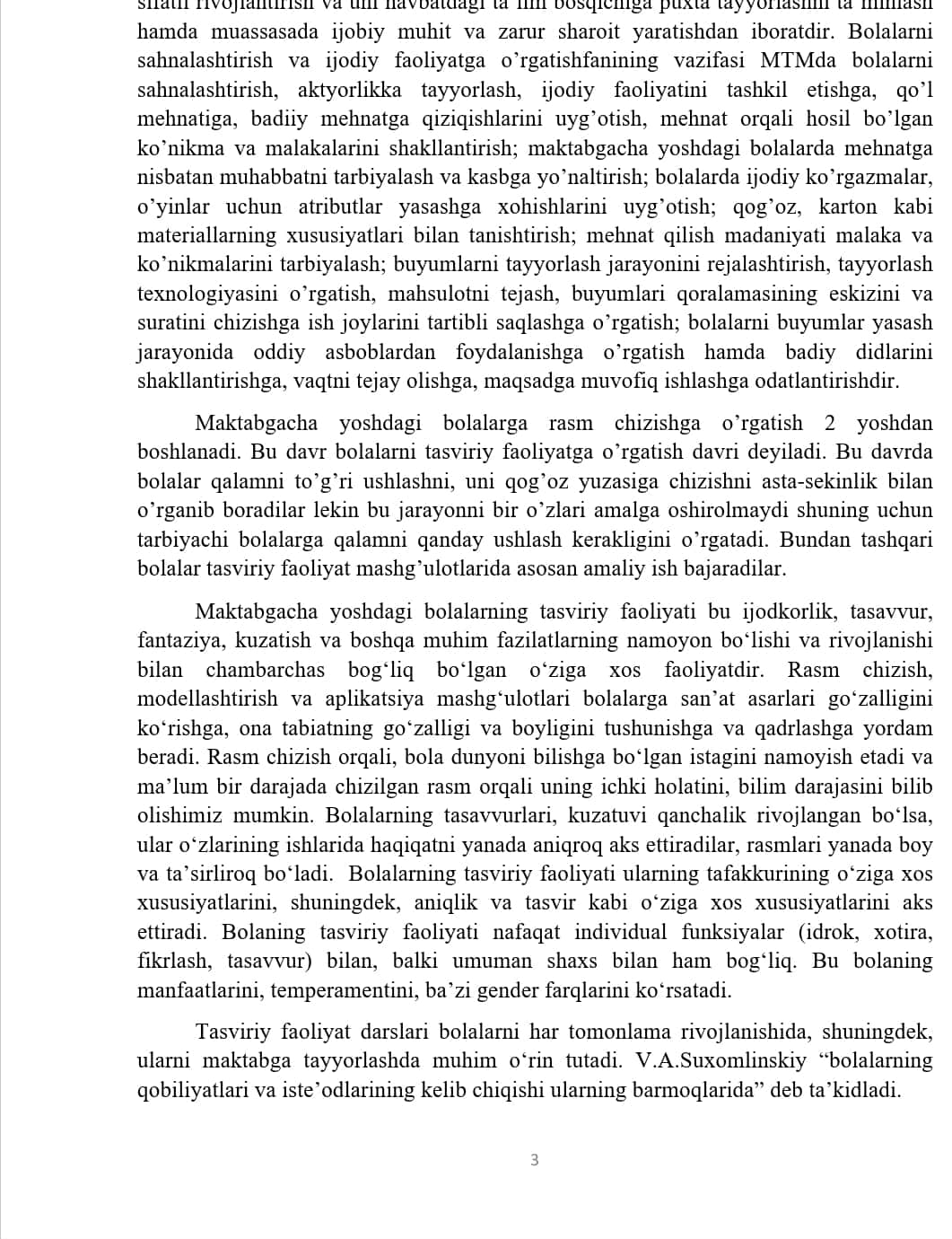 MAKTABGACHA TA’LIM MUASSASASIDA TASVIRIY FAOLIYATGA O’RGATISH 1