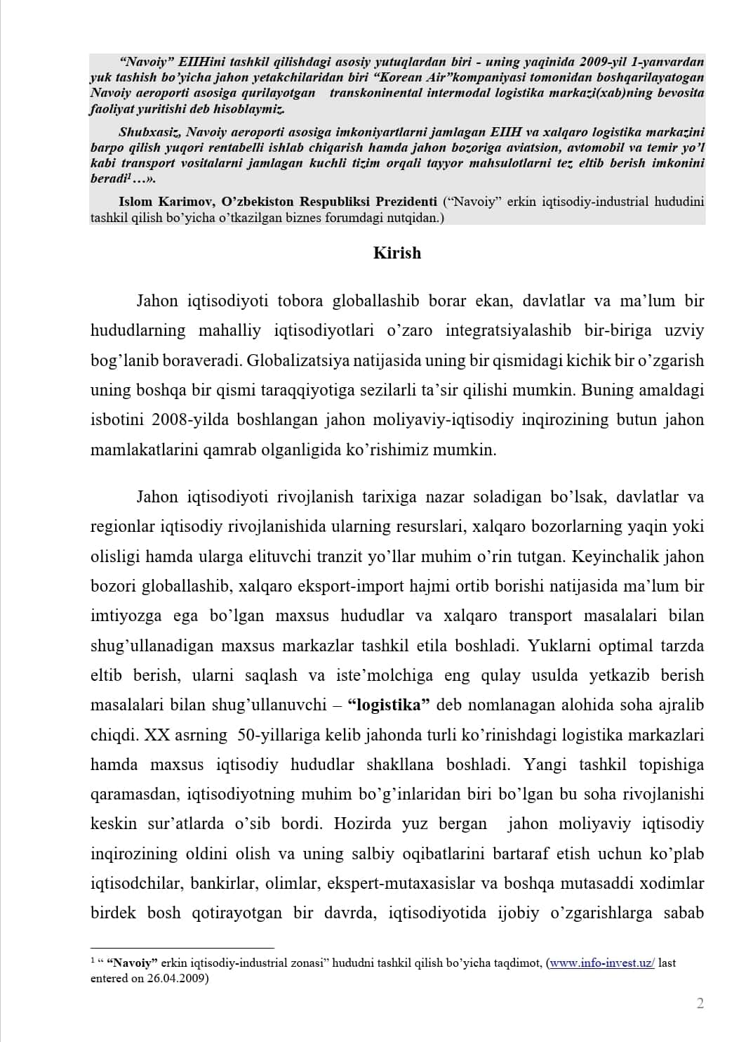 Xalqaro multimodal logistika markazlari va eih tashkil qilishning jahon amaliyoti 1