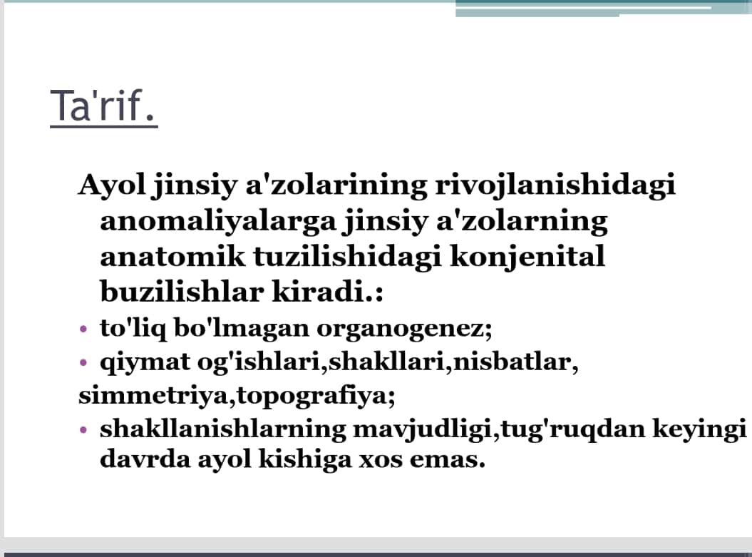 Ayollar jinsiy azolari anatomik va positsion anomaliyalari 1